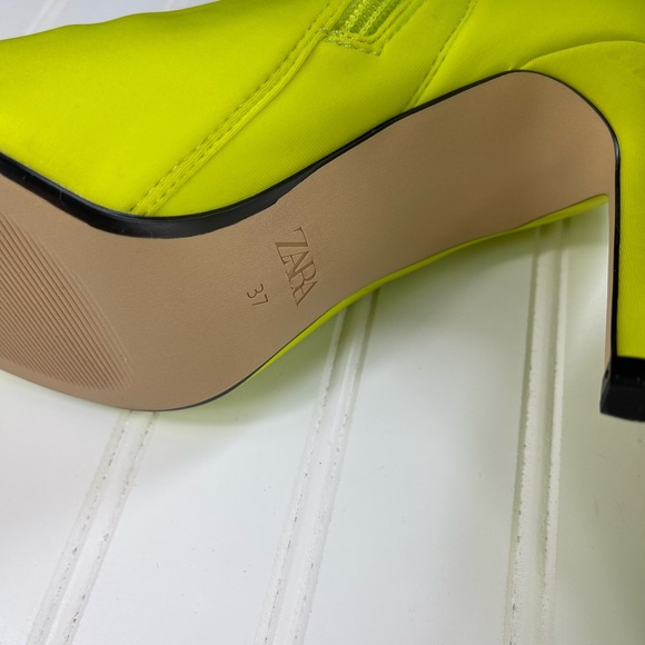 Zara Womens High Heeled Ankle Boots Fabric Yellow EU 37. US 6.5 1144/810 - Picture 12 of 13